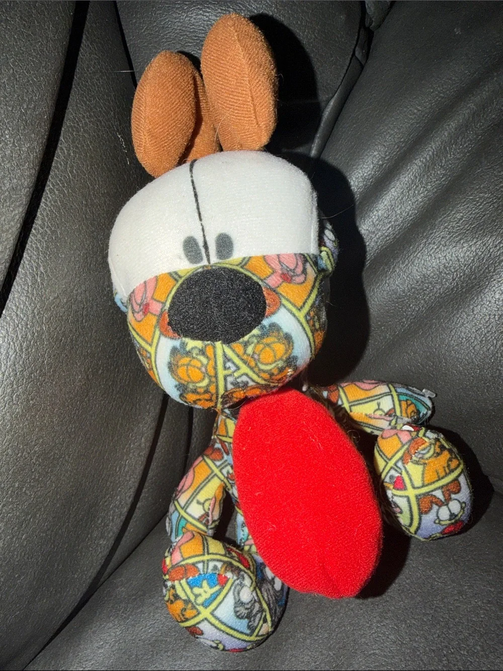 Plush Dog Toy — Multicolor with Red Accent